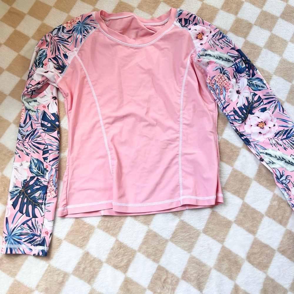 Pink Floral Swim Set - Rashguard & Shorts - Picture 3 of 7